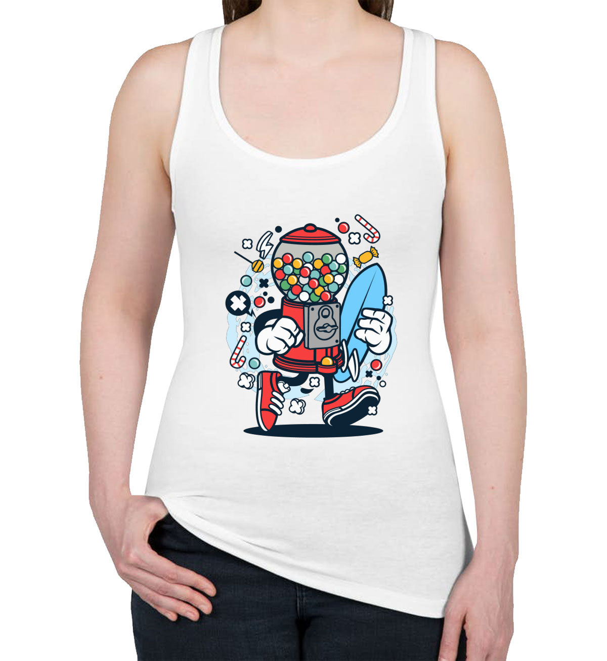 Candy Machine Surfer Women's Racerback Tank Top