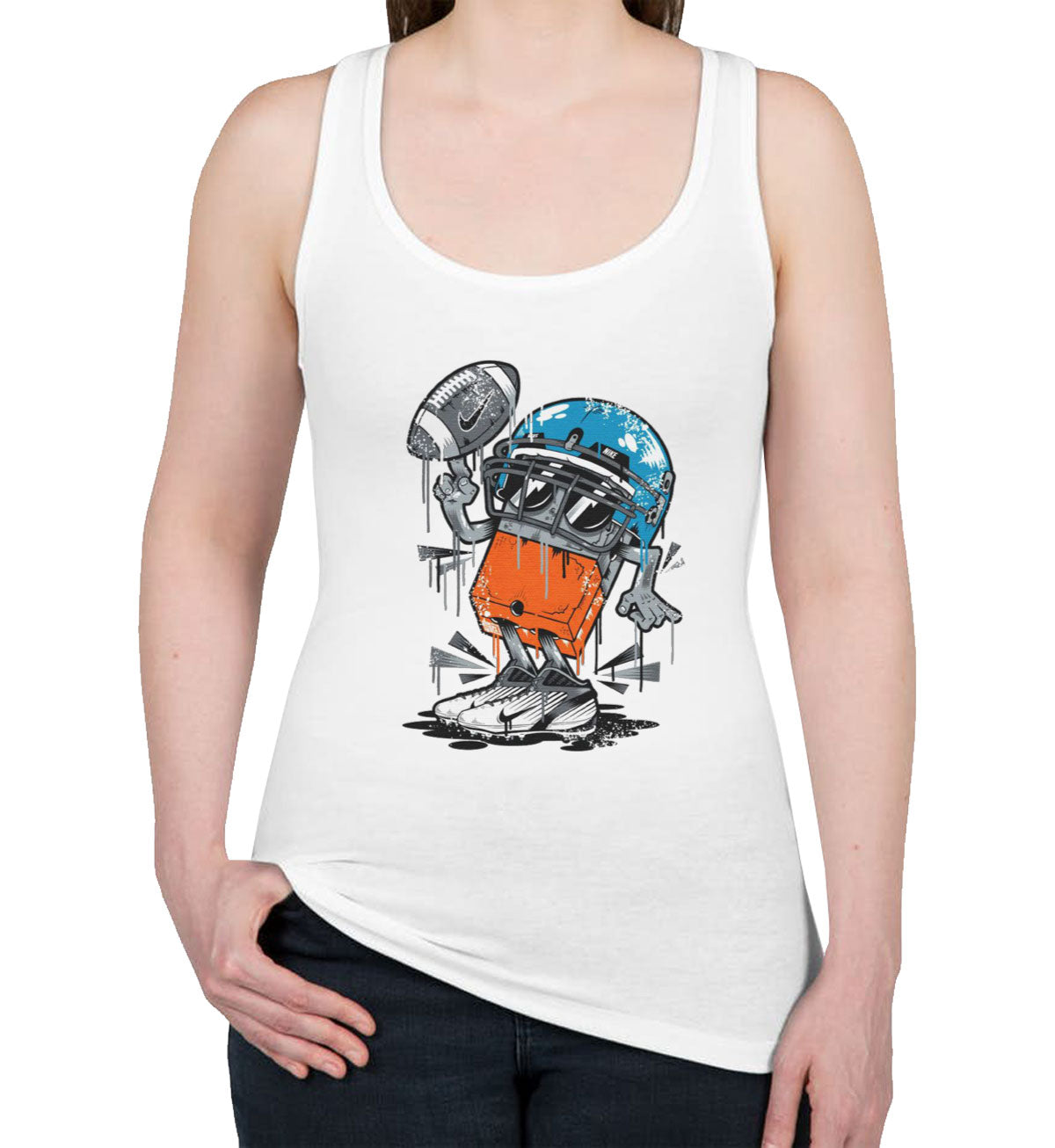 Monster Football Player Women's Racerback Tank Top