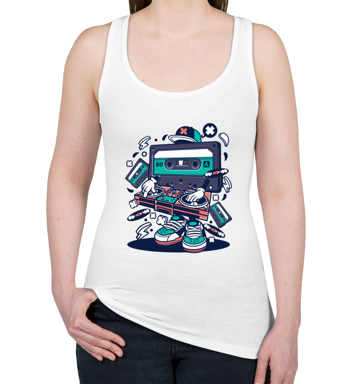 Cassette Disc Jockey Women's Racerback Tank Top