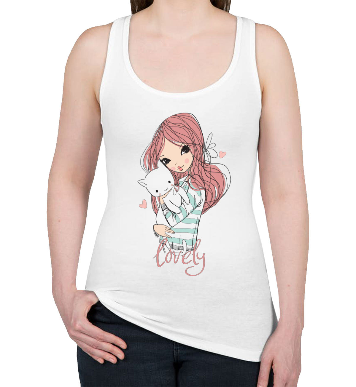 Cat Love Cat Girl Women's Racerback Tank Top