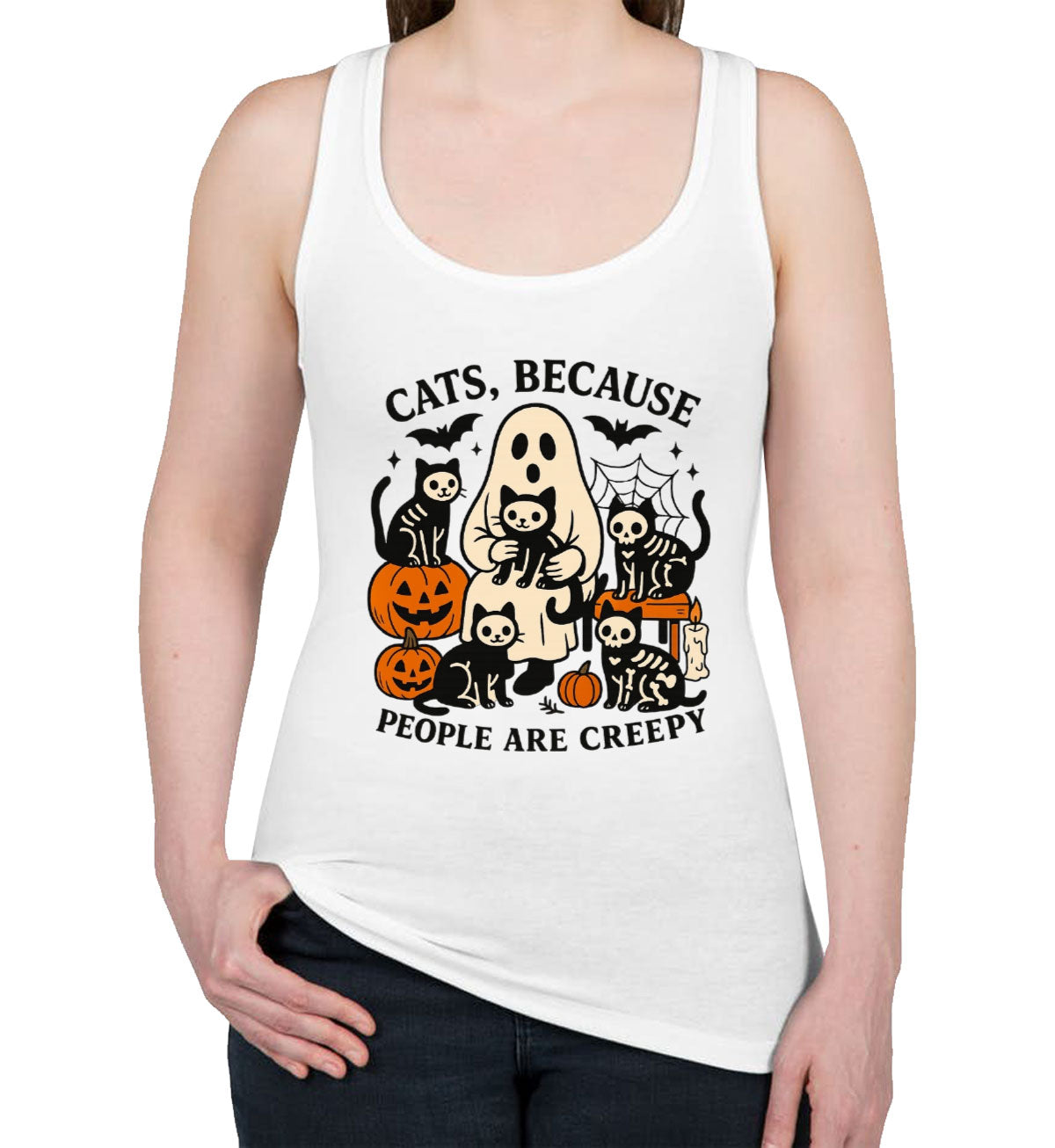 Cats, Because People Are Creepy Women's Racerback Tank Top