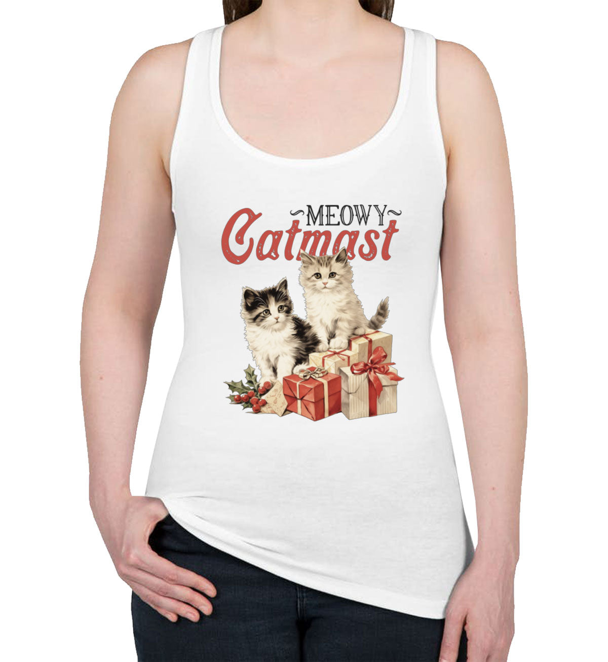 Meowy Catmast Christmas Women's Racerback Tank Top