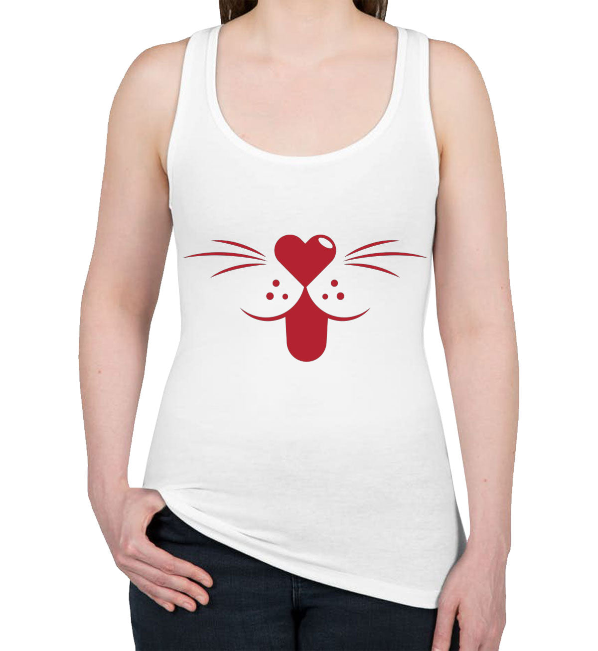 Cartoon Cat Mouth Women's Racerback Tank Top