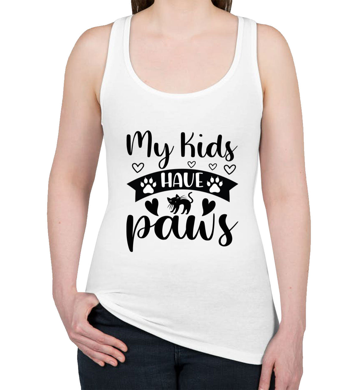 My Kids Have Paws Cat Women's Racerback Tank Top