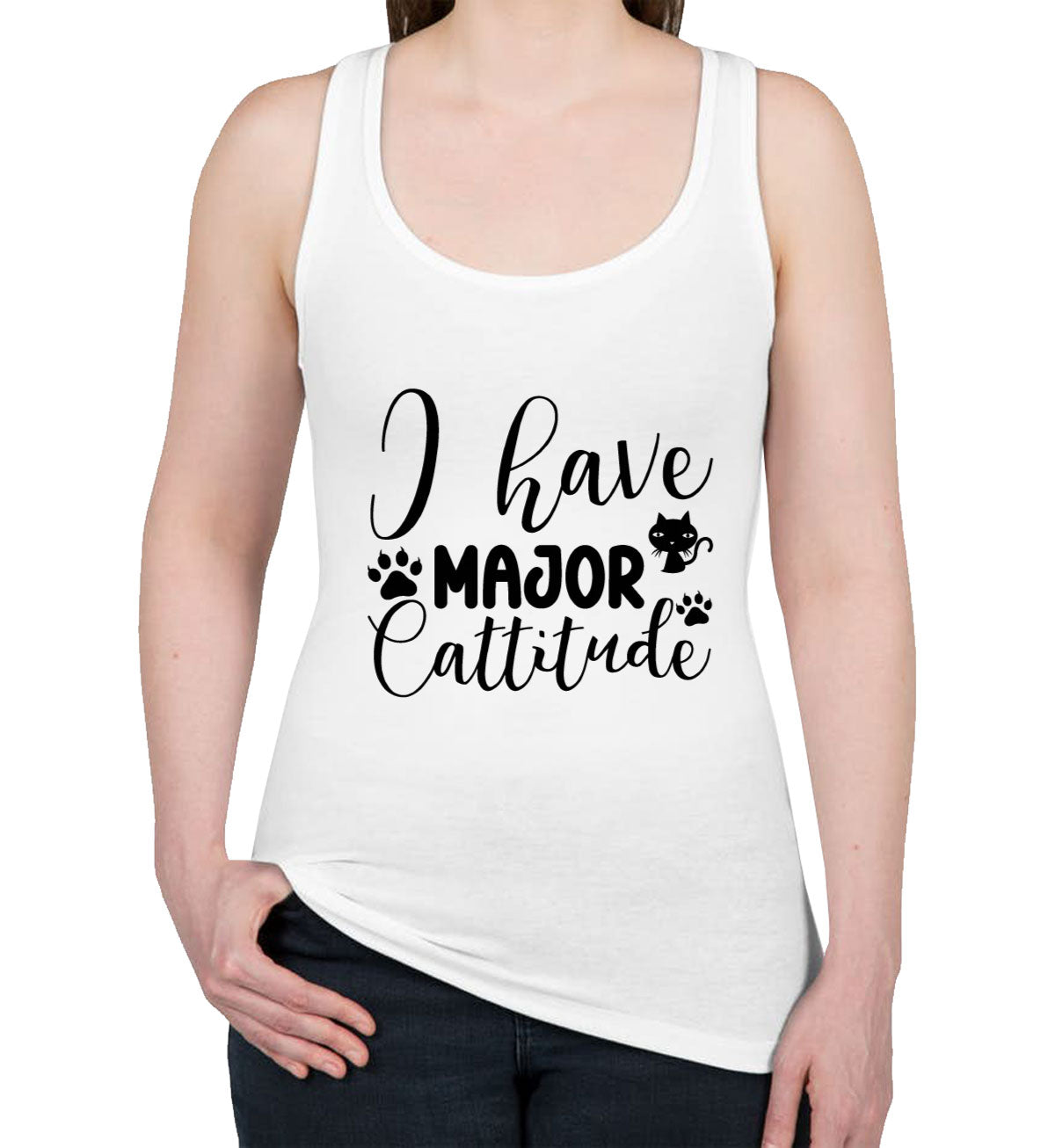 I Have Major Cattitude Cat Women's Racerback Tank Top