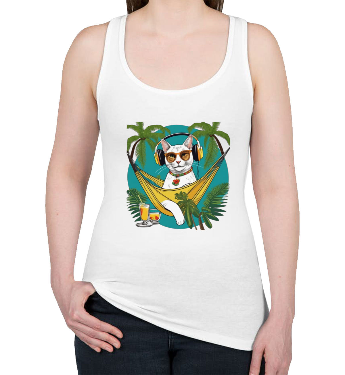 Cat On Vacation Women's Racerback Tank Top