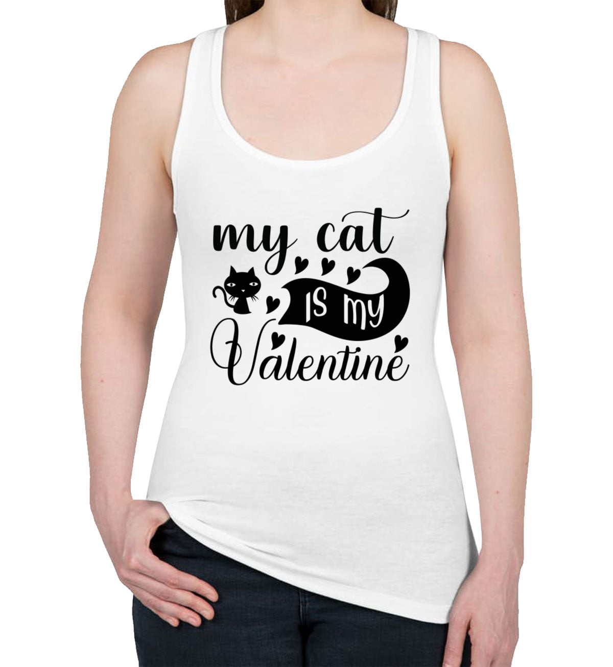 My Cat I My Valentine Women's Racerback Tank Top