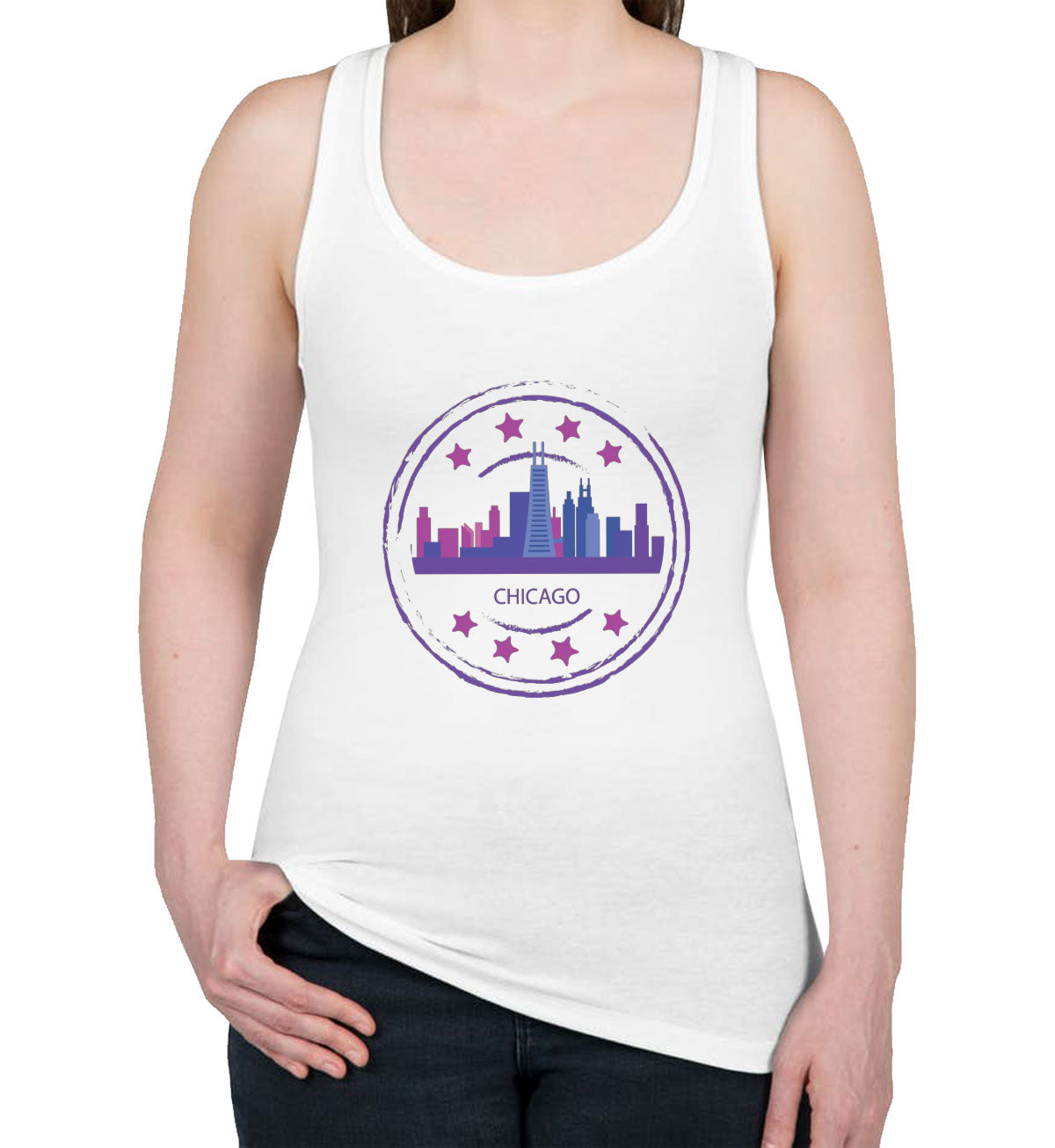 Chicago Stamp Women's Racerback Tank Top