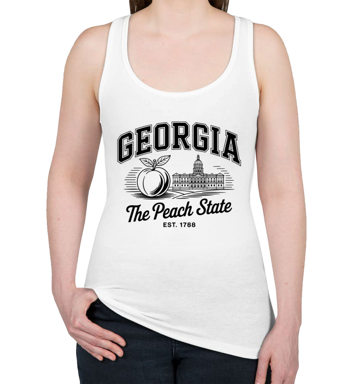 Georgia Cityscape Illustration The Peach State Women's Racerback Tank Top