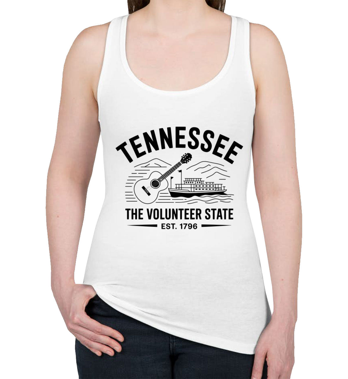 Tennessee Cityscape Illustration The Volunteer State Women's Racerback Tank Top