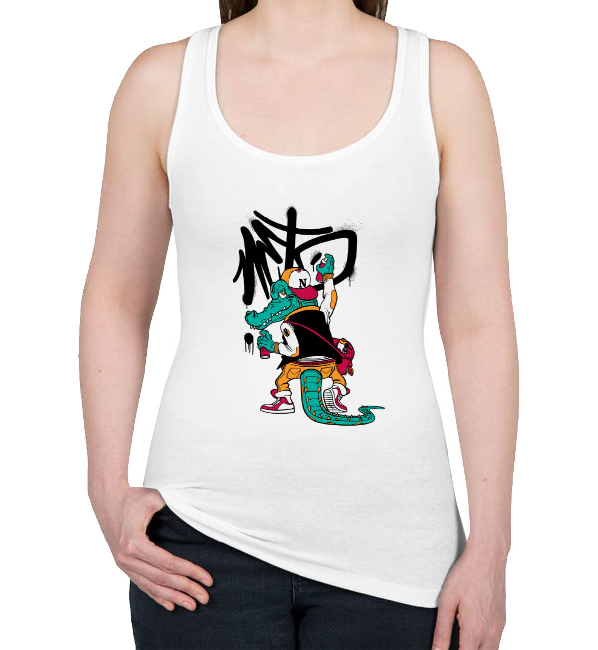 Crocodile Graffiti Women's Racerback Tank Top