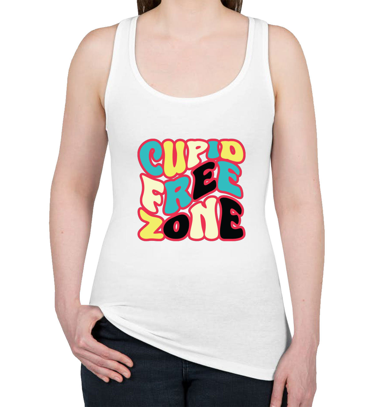 Cupid Free Zone Women's Racerback Tank Top