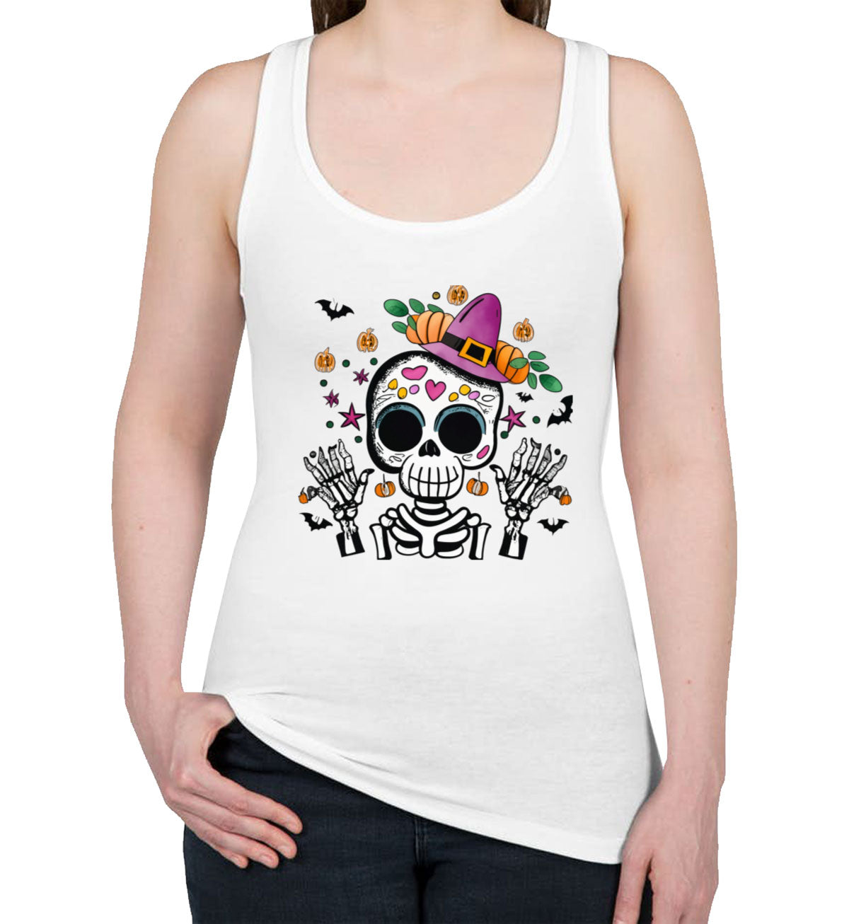 Cute Skeleton Halloween Women's Racerback Tank Top