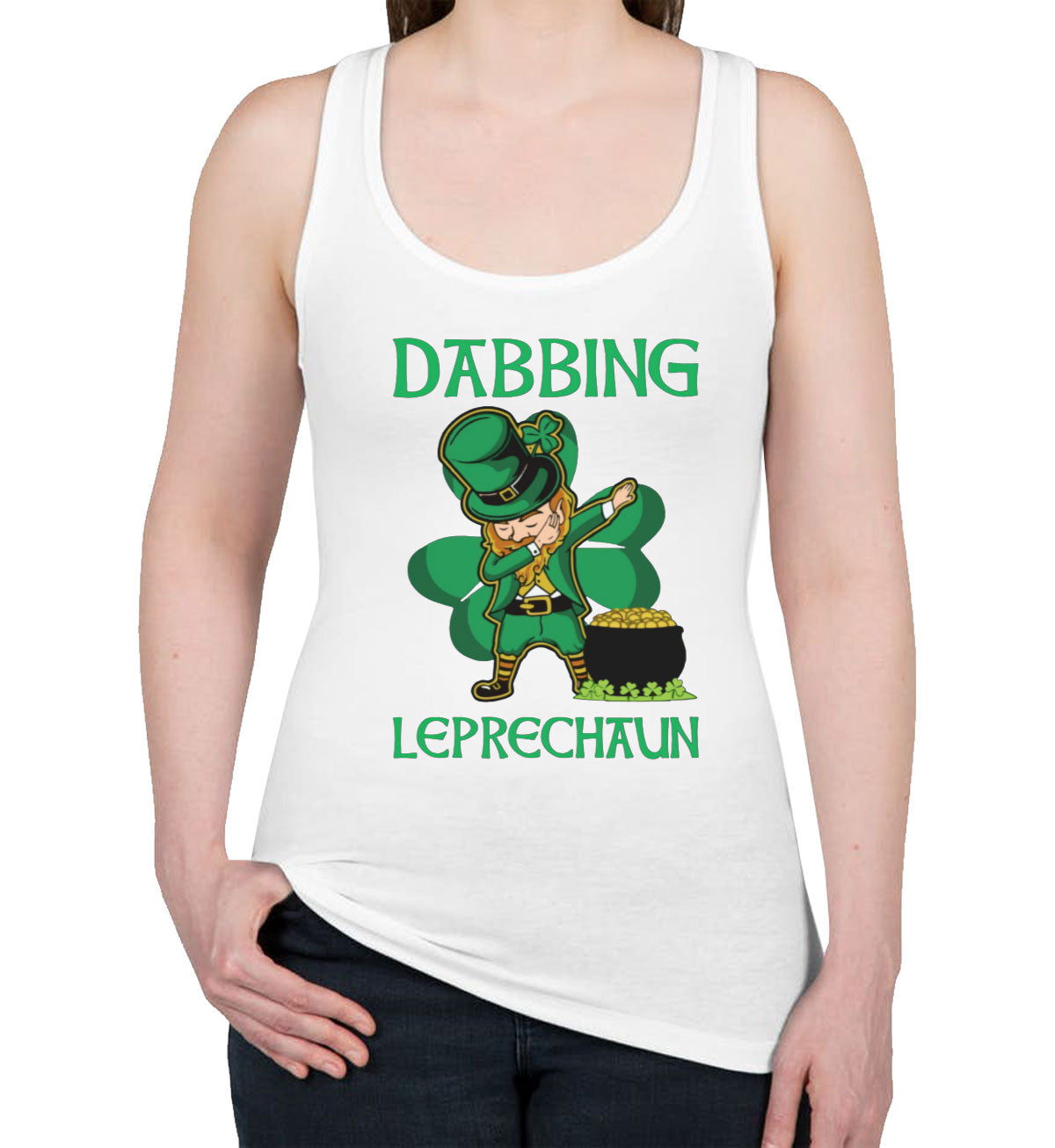 Dabbing Leprechaun St. Patrick's Day Women's Racerback Tank Top