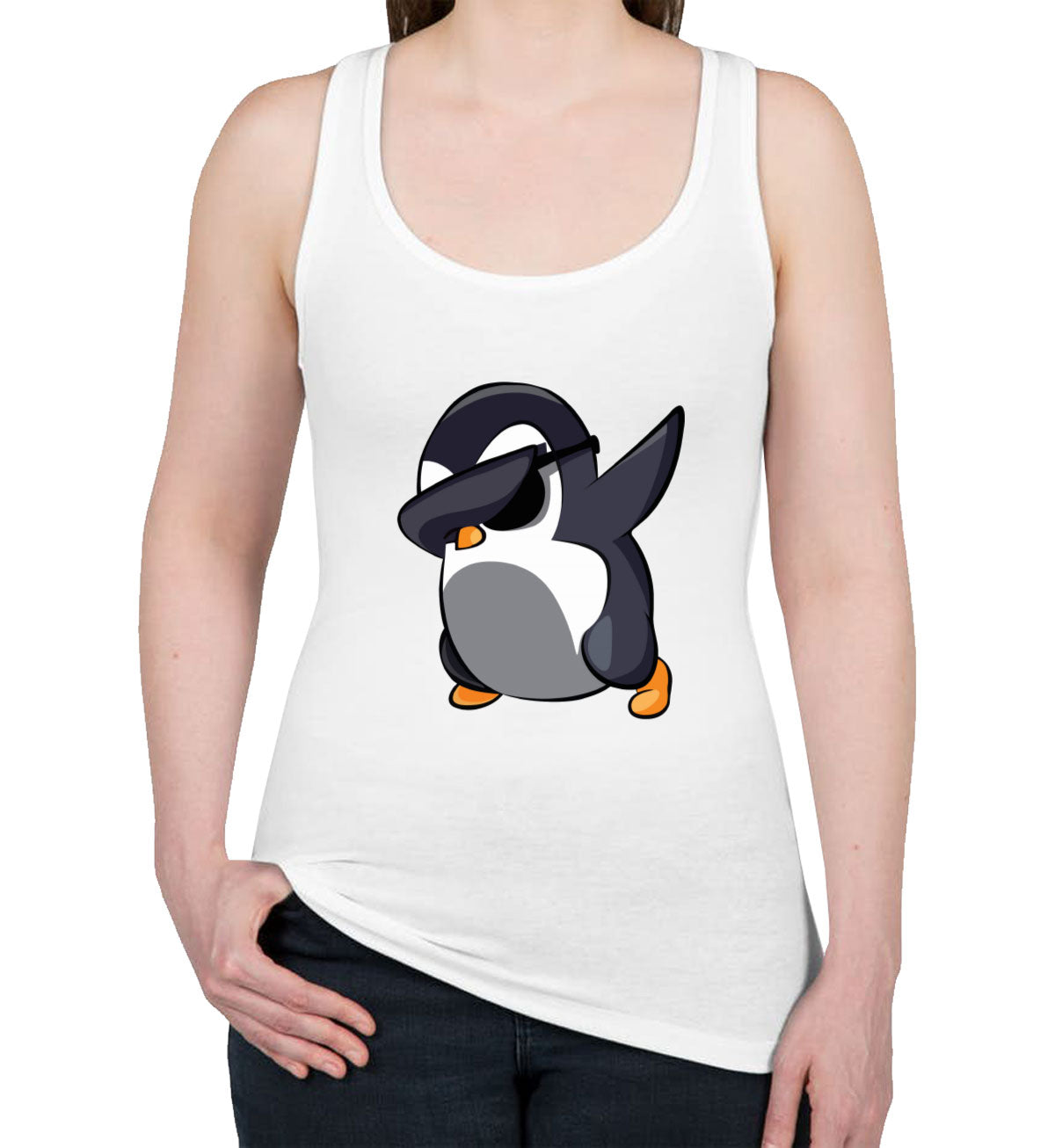 Dabbing Penguin Women's Racerback Tank Top