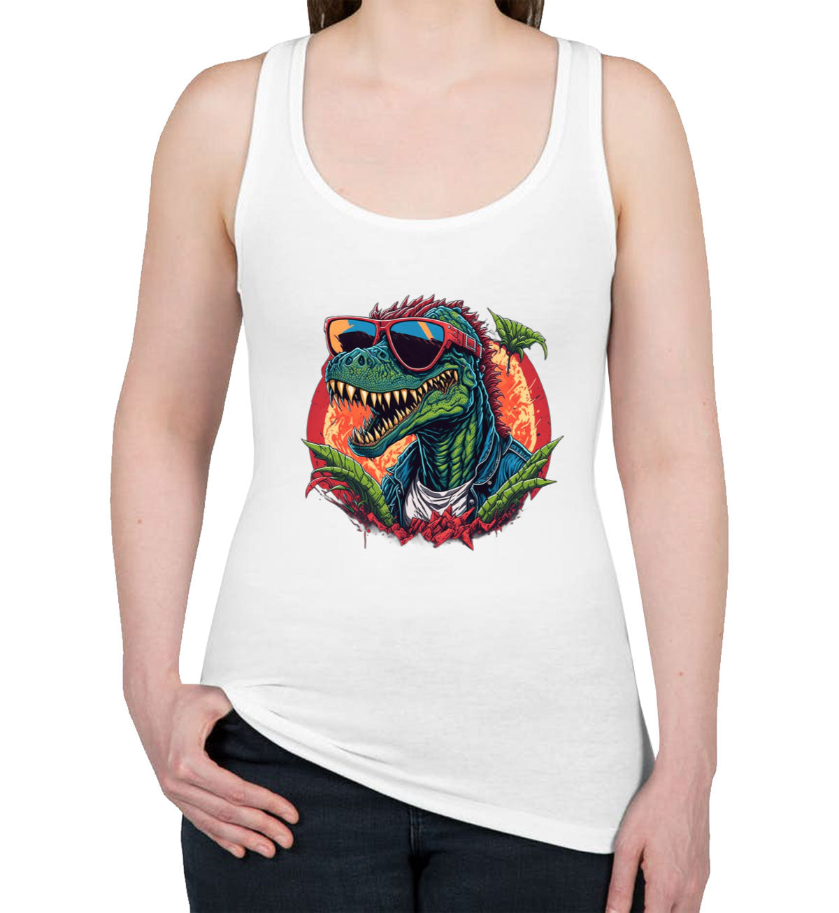 Colorful Dinosaur  Women's Racerback Tank Top