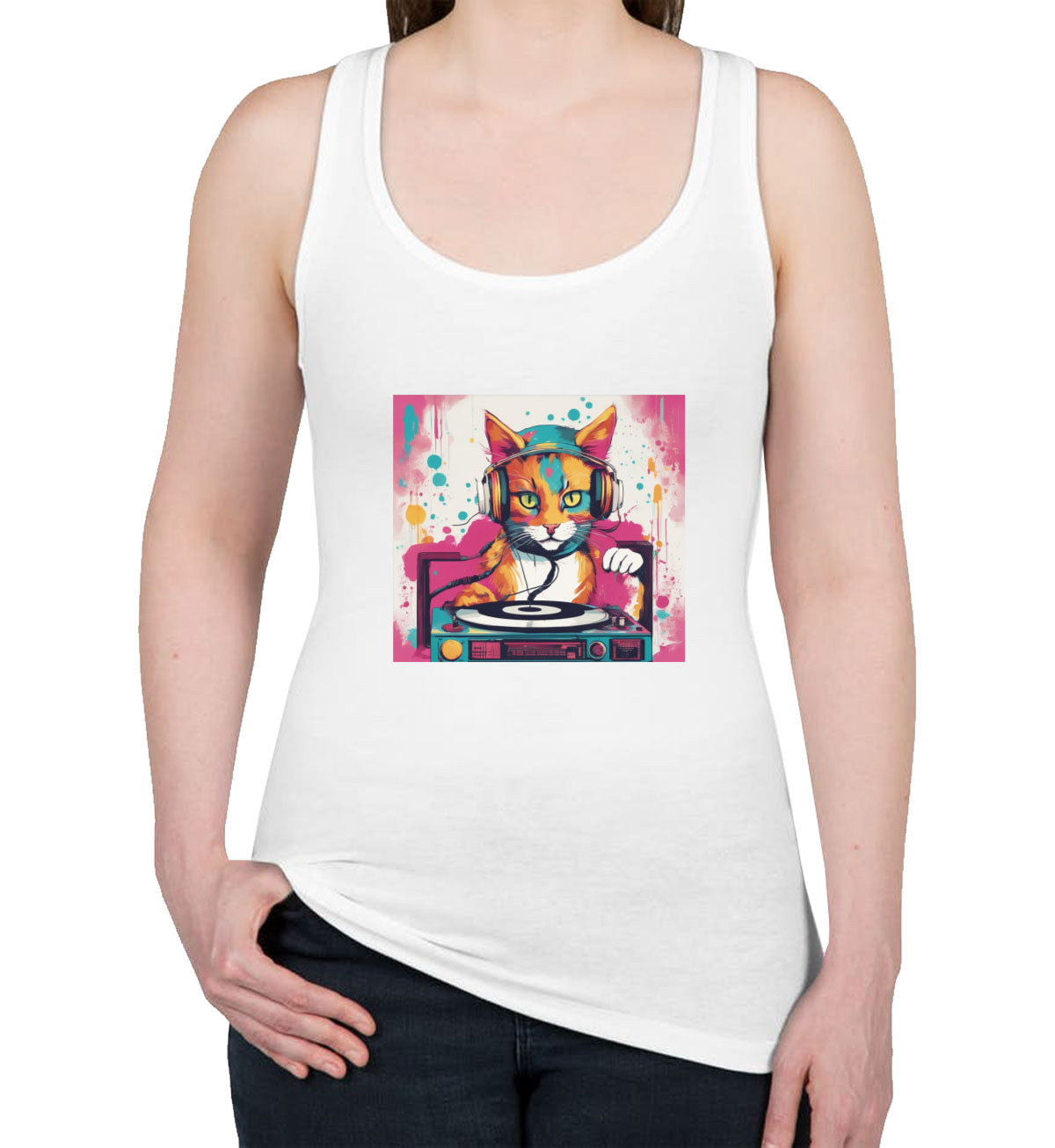 Dj Cat Women's Racerback Tank Top