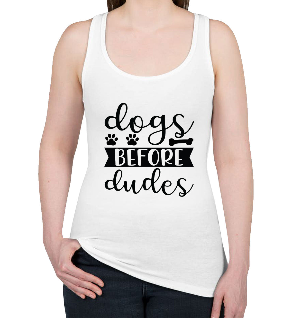 Dogs Before Dudes Women's Racerback Tank Top