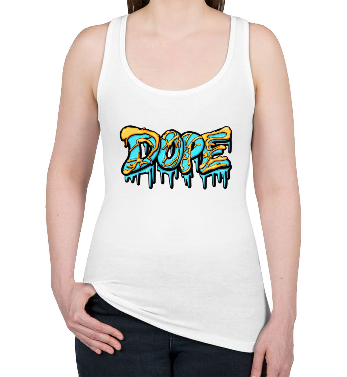 Dope Dripping Typography Women's Racerback Tank Top