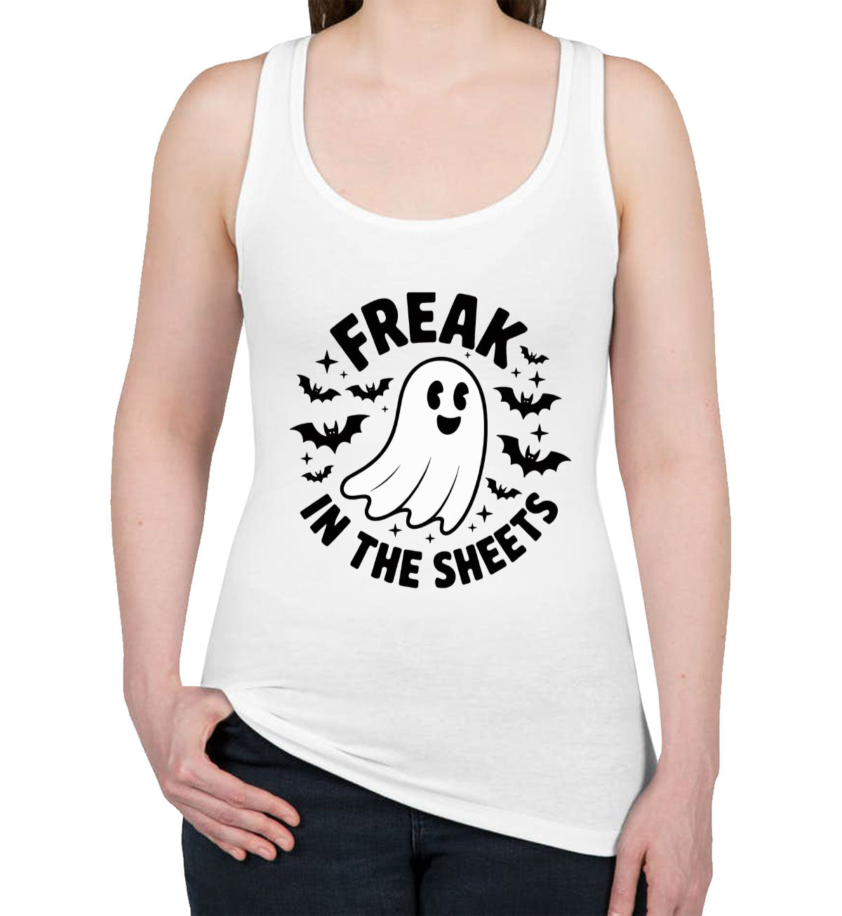 Freak In The Sheets Halloween Women's Racerback Tank Top