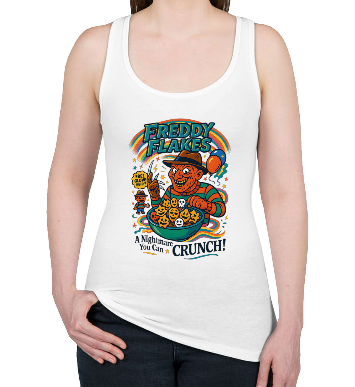 Freddy Flakes Halloween Women's Racerback Tank Top