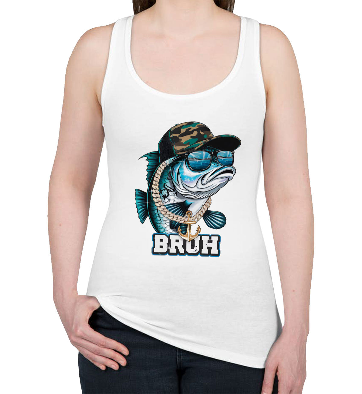 Funny Bass Fishing Women's Racerback Tank Top