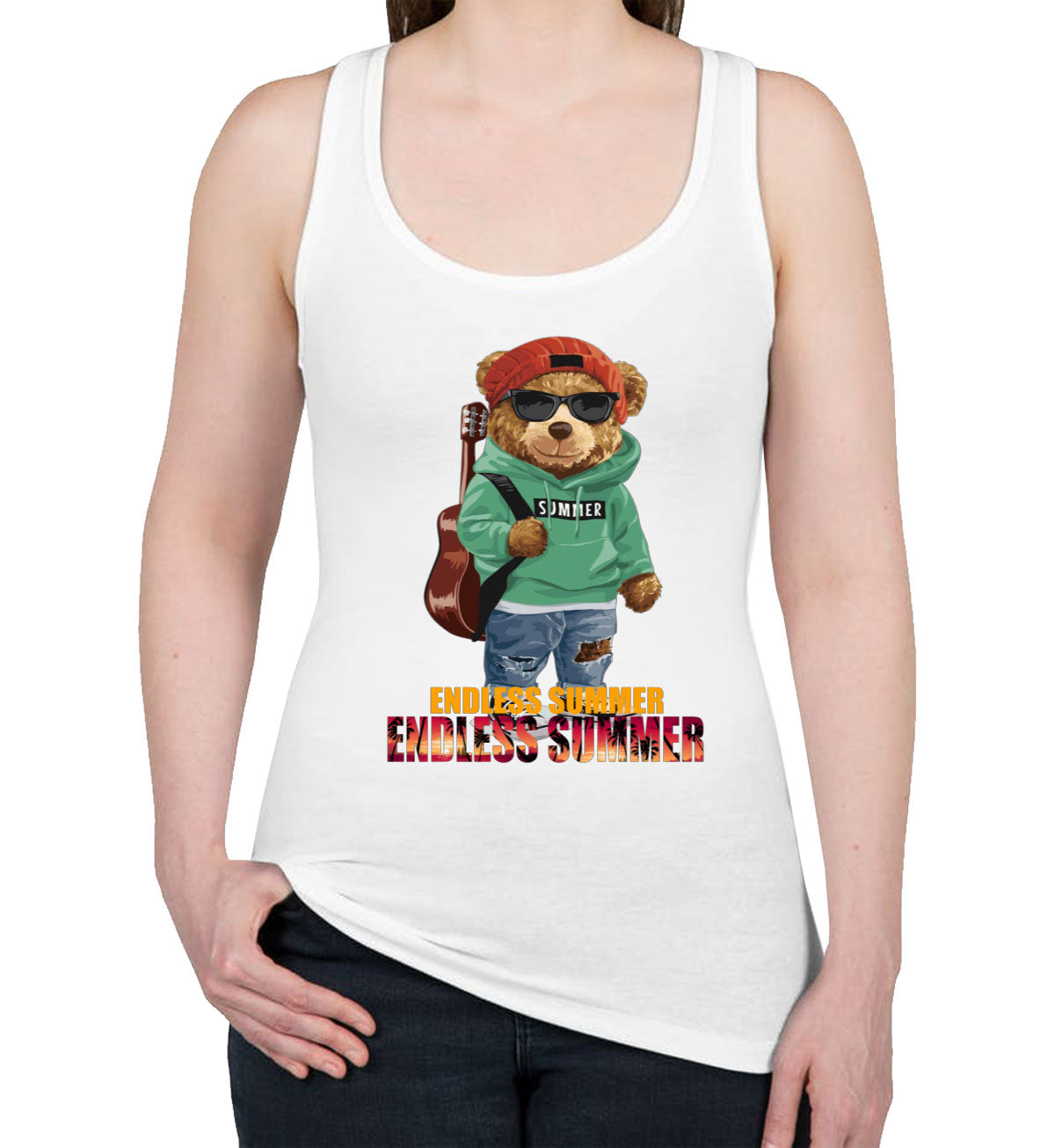 Funny Cool Bear Endless Summer Women's Racerback Tank Top