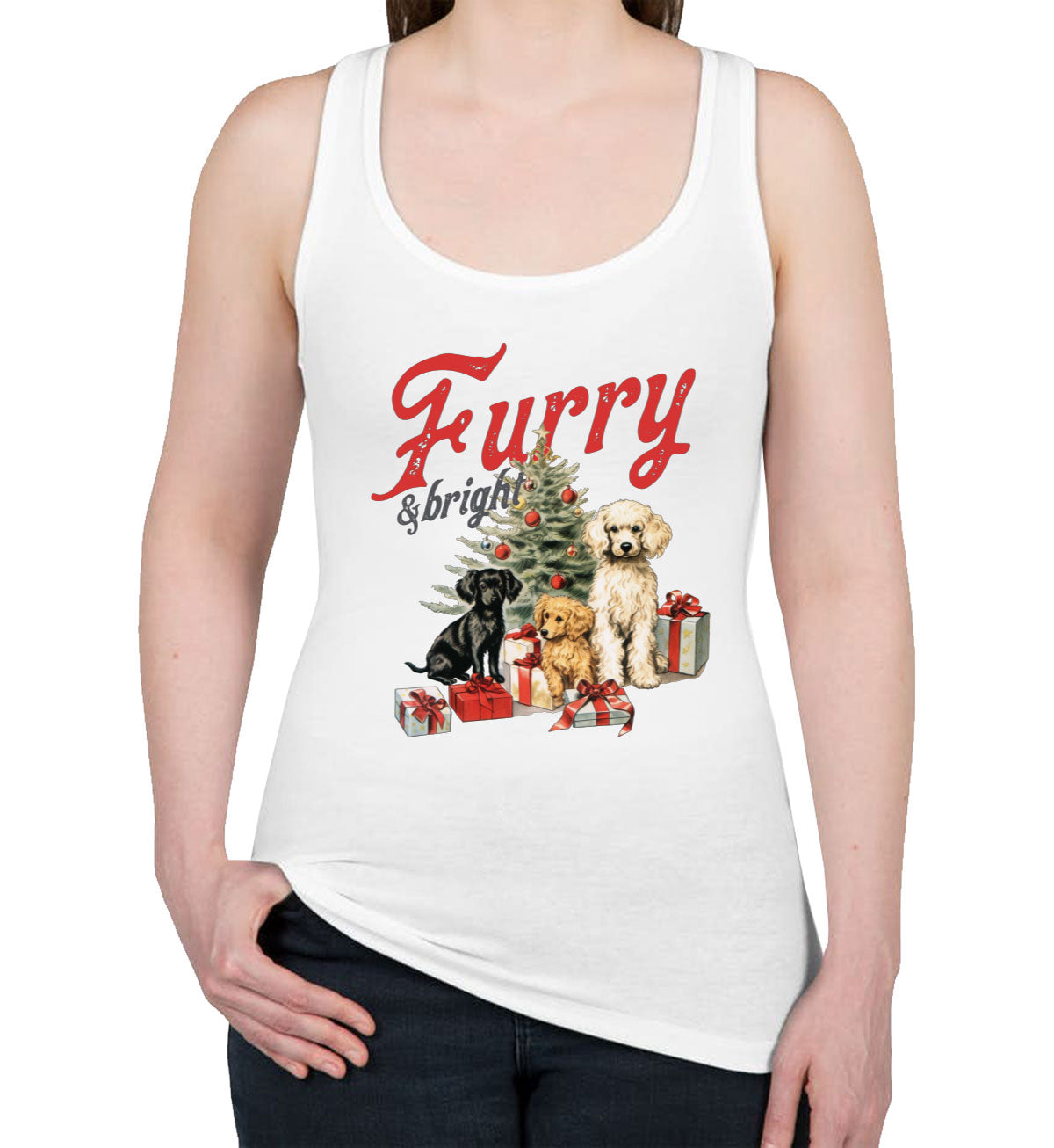 Furry And Bright Christmas Women's Racerback Tank Top