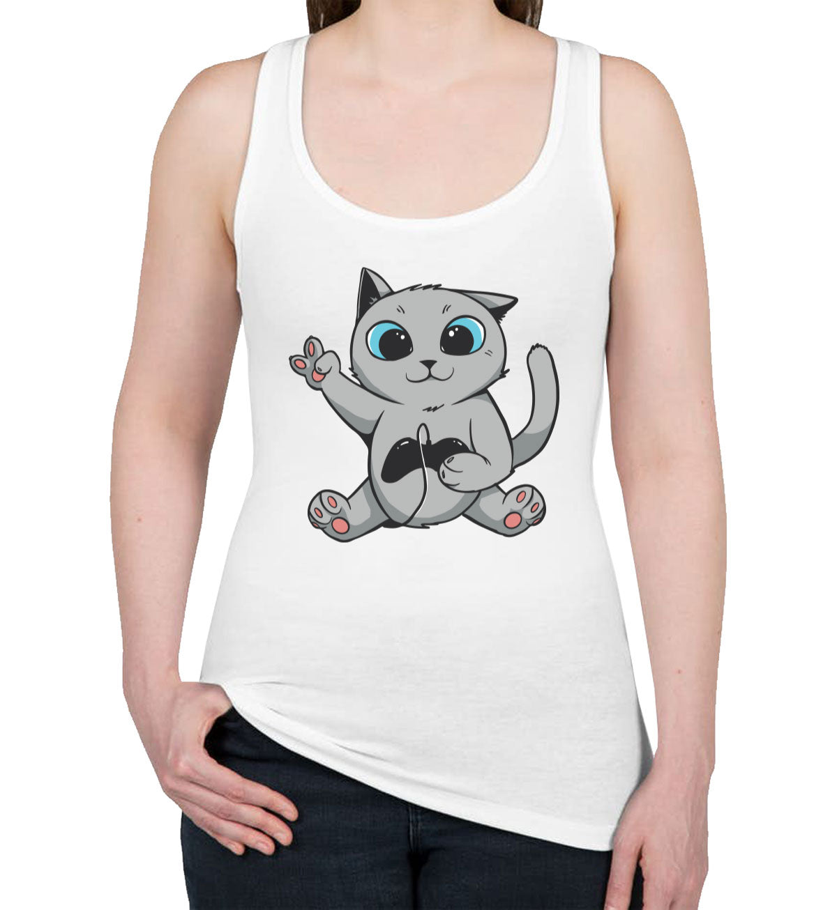 Gamer Cat Women's Racerback Tank Top