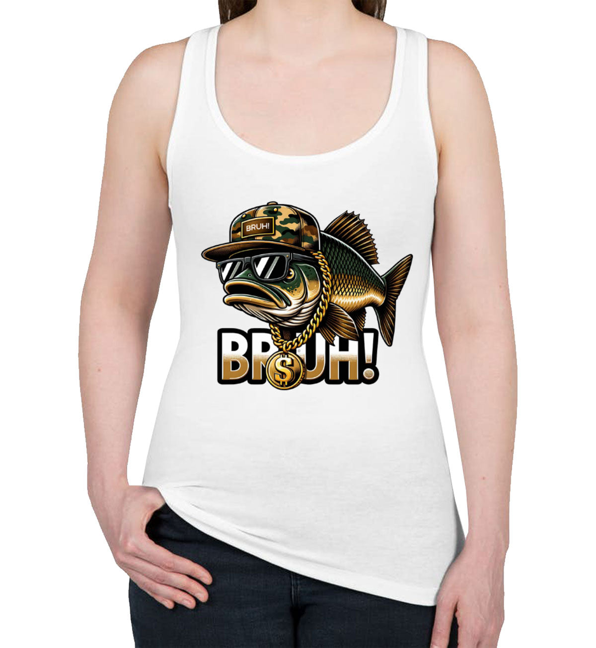 Funny Bass Fishing Women's Racerback Tank Top