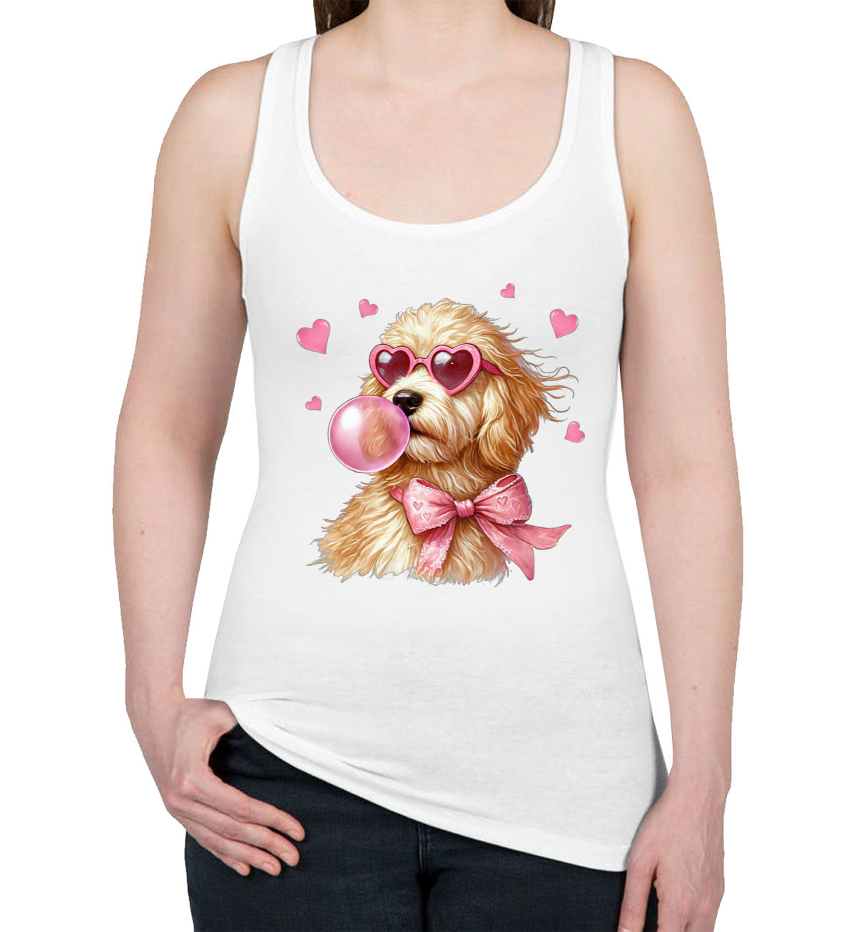Golden Retriever Dog Valentine's Day Women's Racerback Tank Top