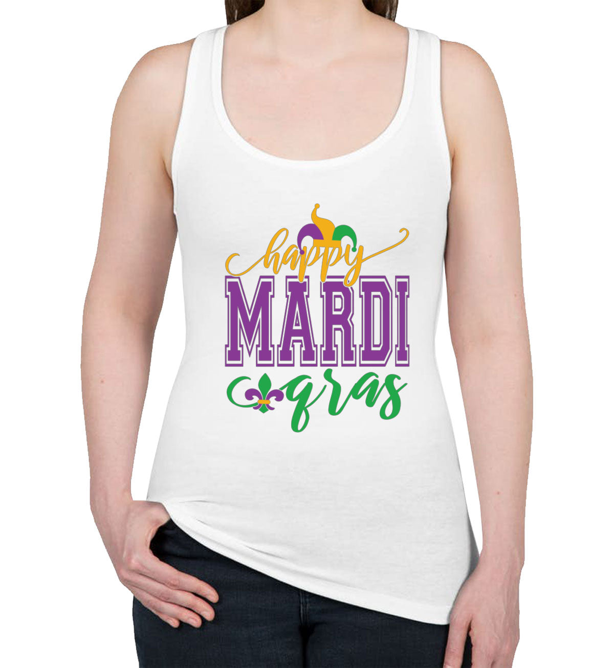 Happy Mardi Gras Women's Racerback Tank Top