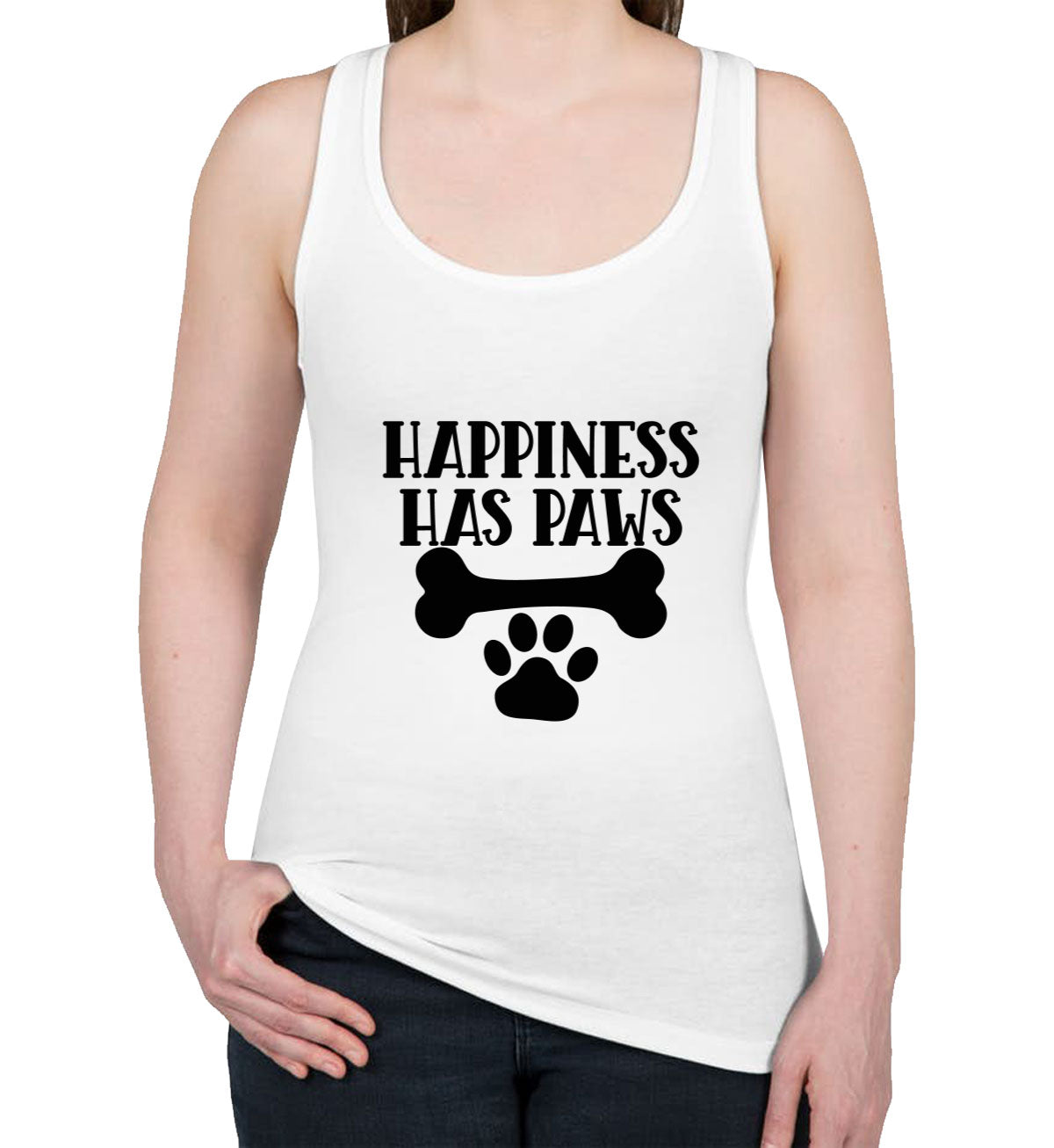 Happiness Has Paws Dog Women's Racerback Tank Top