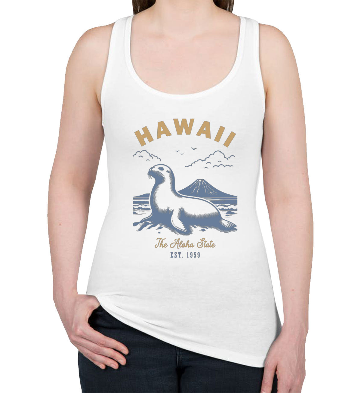 Hawaii State Vintage Women's Racerback Tank Top