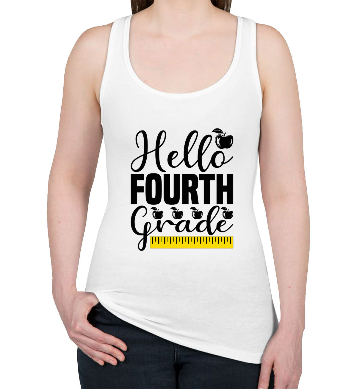 Hello Fourth Grade Teacher Women's Racerback Tank Top