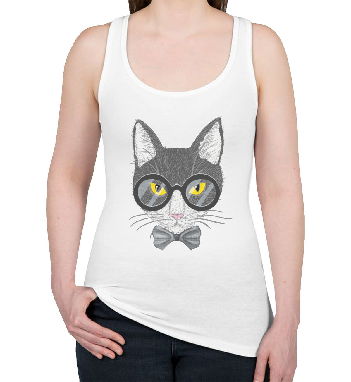 Hipster Cat Women's Racerback Tank Top