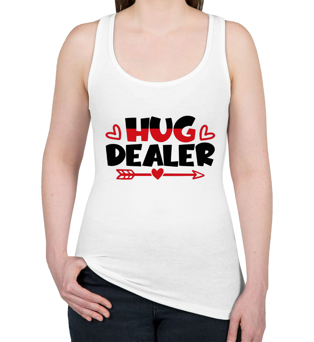 Hug Dealer Valentine's Day Women's Racerback Tank Top