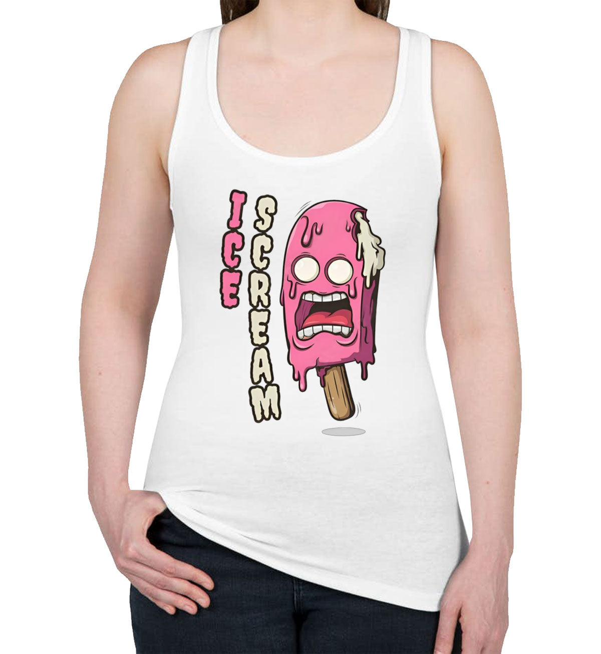 Ice Scream Cartoon Women's Racerback Tank Top