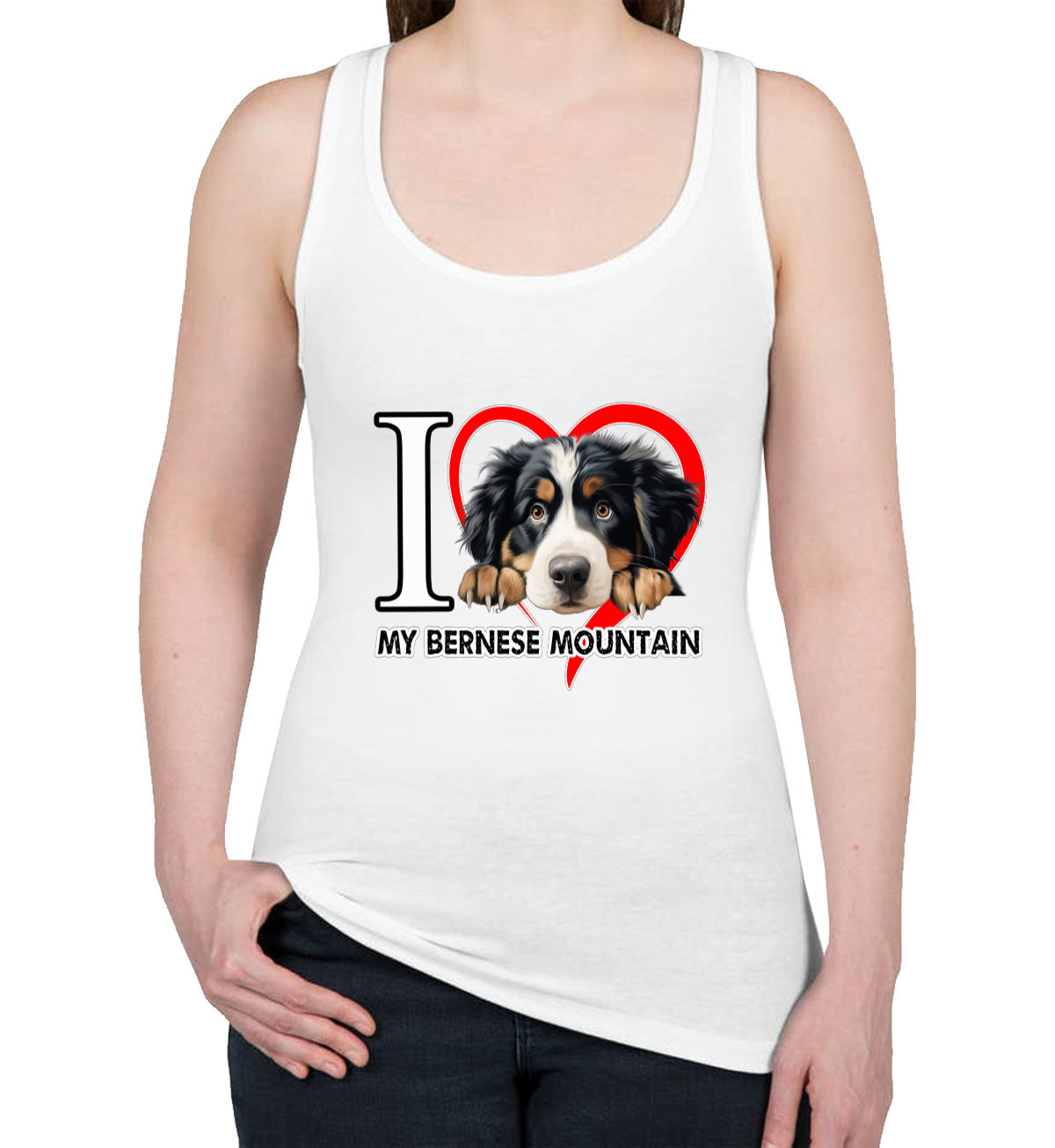 I Love My Bernese Mountain Dog Women's Racerback Tank Top