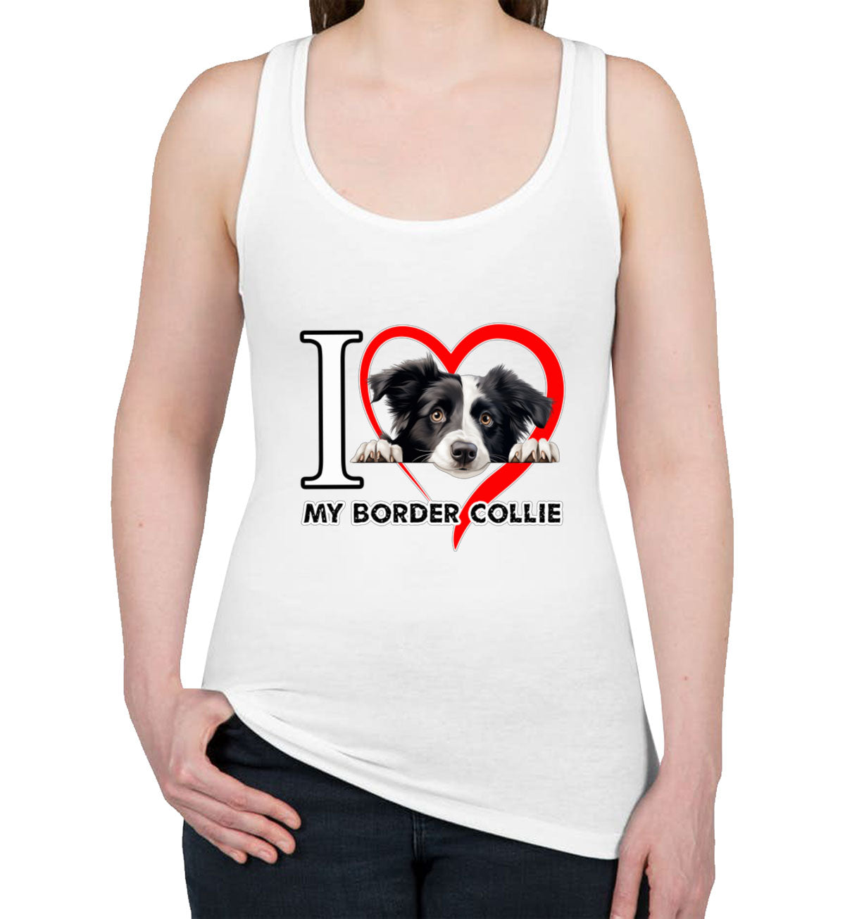 I Love My Border Collie Dog Women's Racerback Tank Top