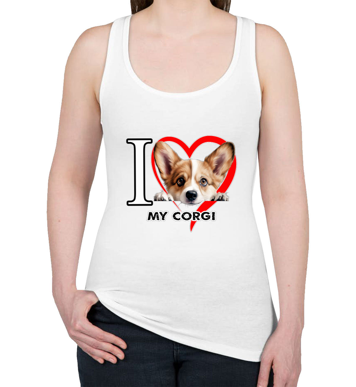 I Love My Corgi Dog Women's Racerback Tank Top