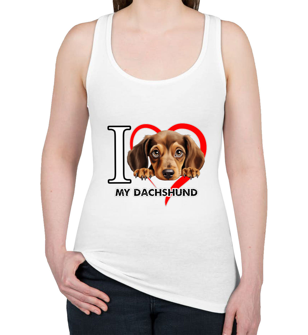 I Love My Dachshund Dog Women's Racerback Tank Top