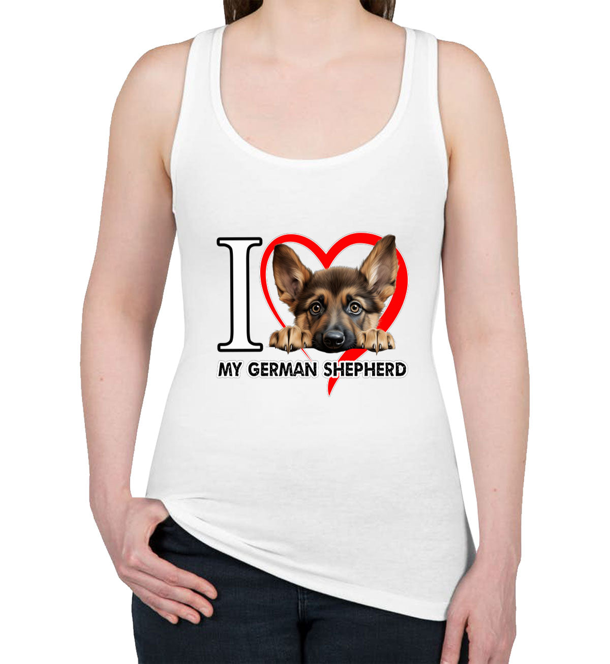 I Love My German Shepherd Dog Women's Racerback Tank Top