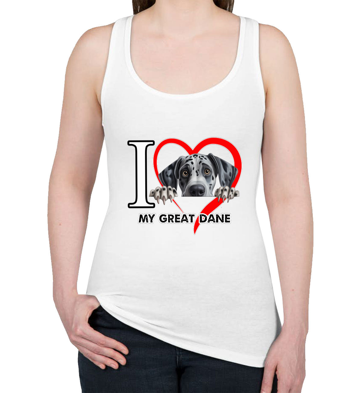 I Love My Great Dane Dog Women's Racerback Tank Top