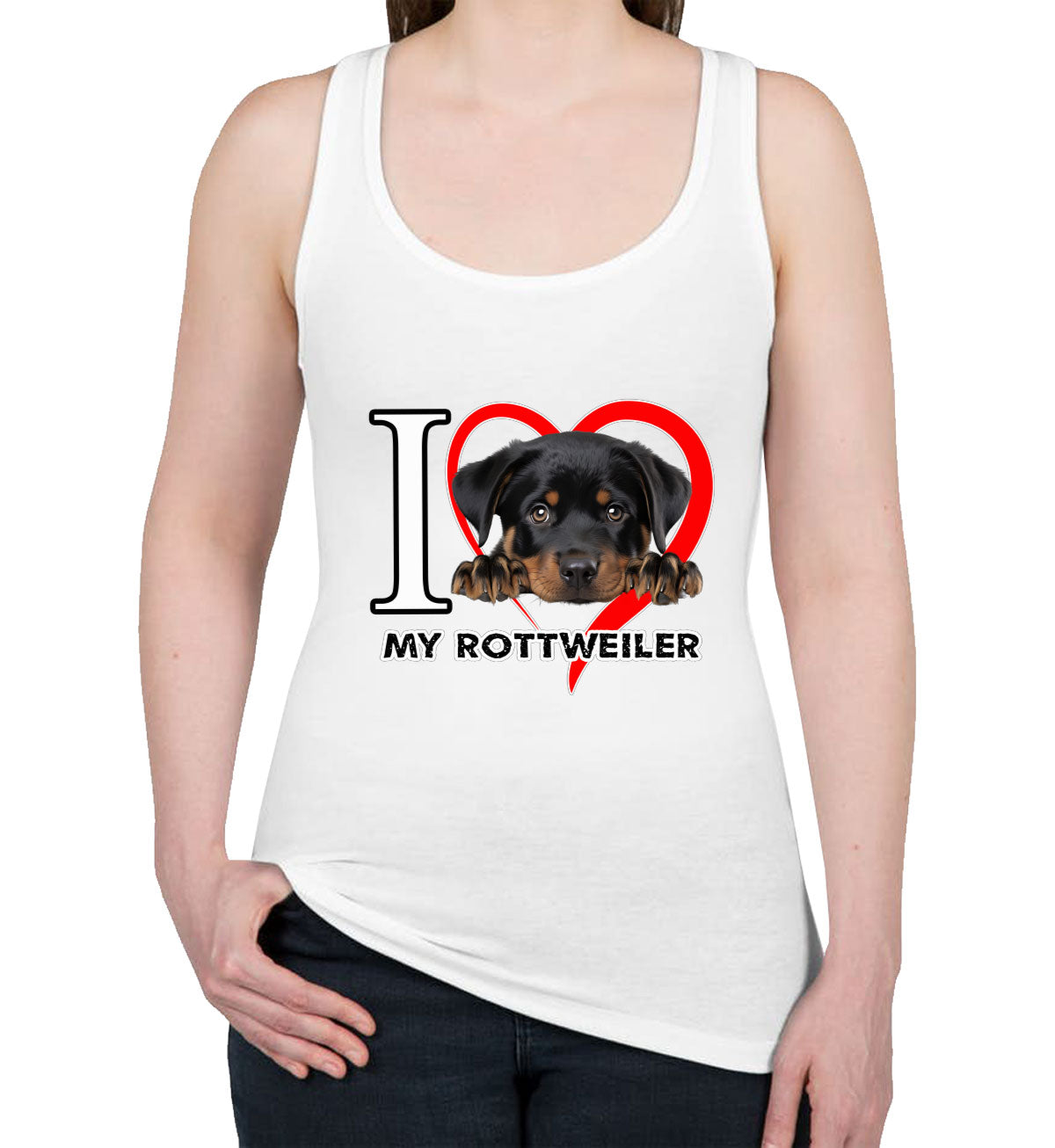 I Love My Rottweiler Dog Women's Racerback Tank Top