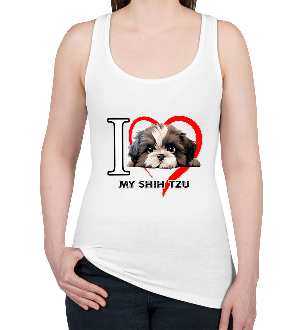 I Love My Shihtzu Dog Women's Racerback Tank Top