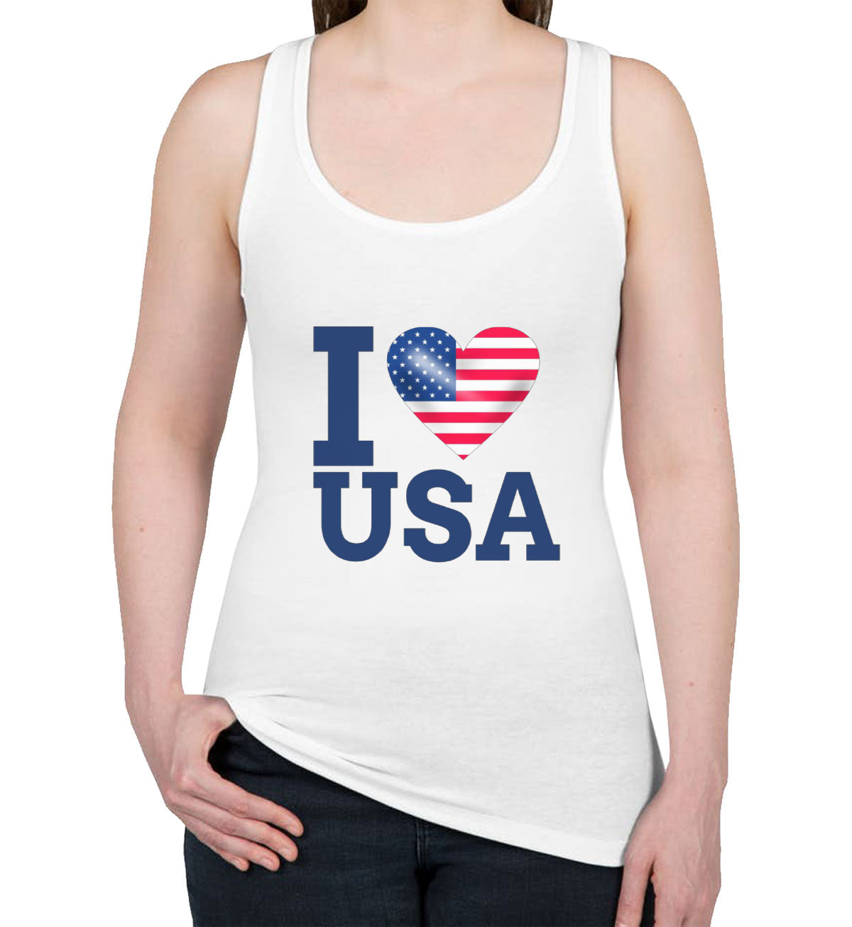 I Love USA Women's Racerback Tank Top