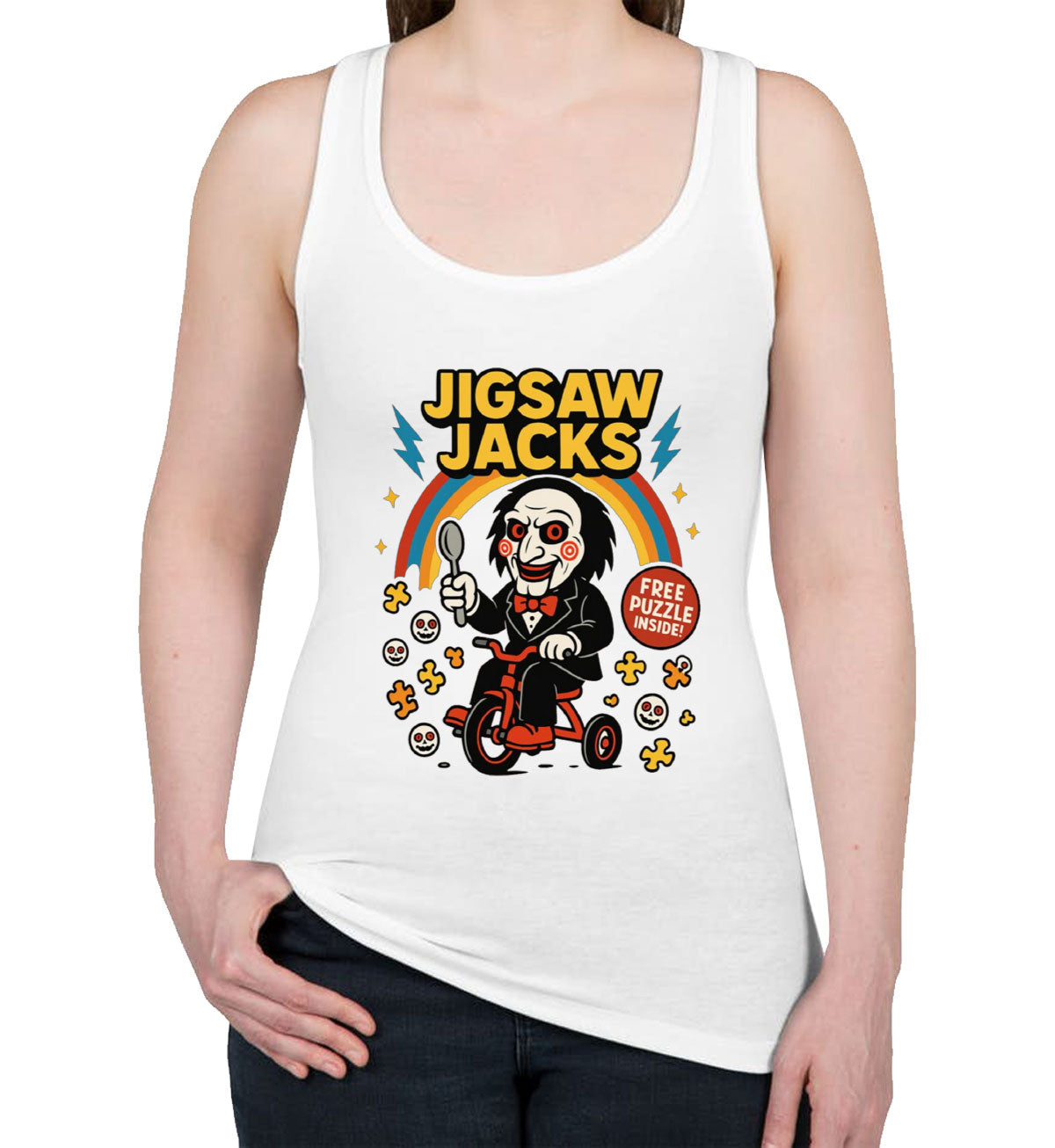Jigsaw Jacks Halloween Women's Racerback Tank Top