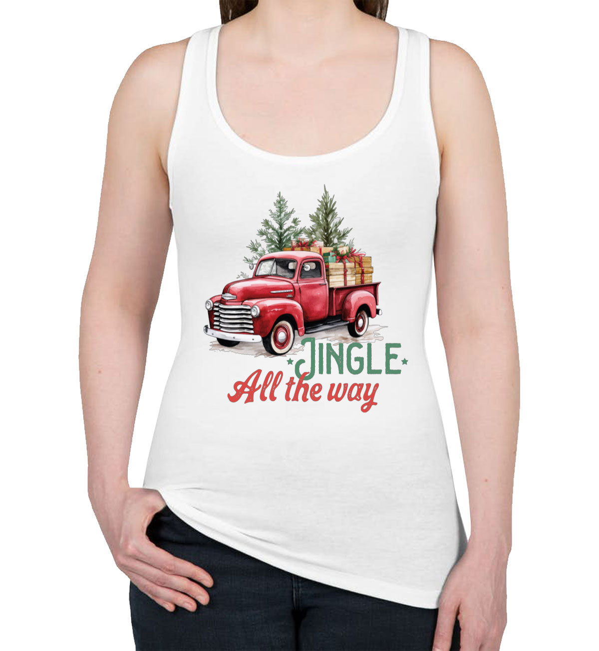 Jingle All the Way Christmas Women's Racerback Tank Top