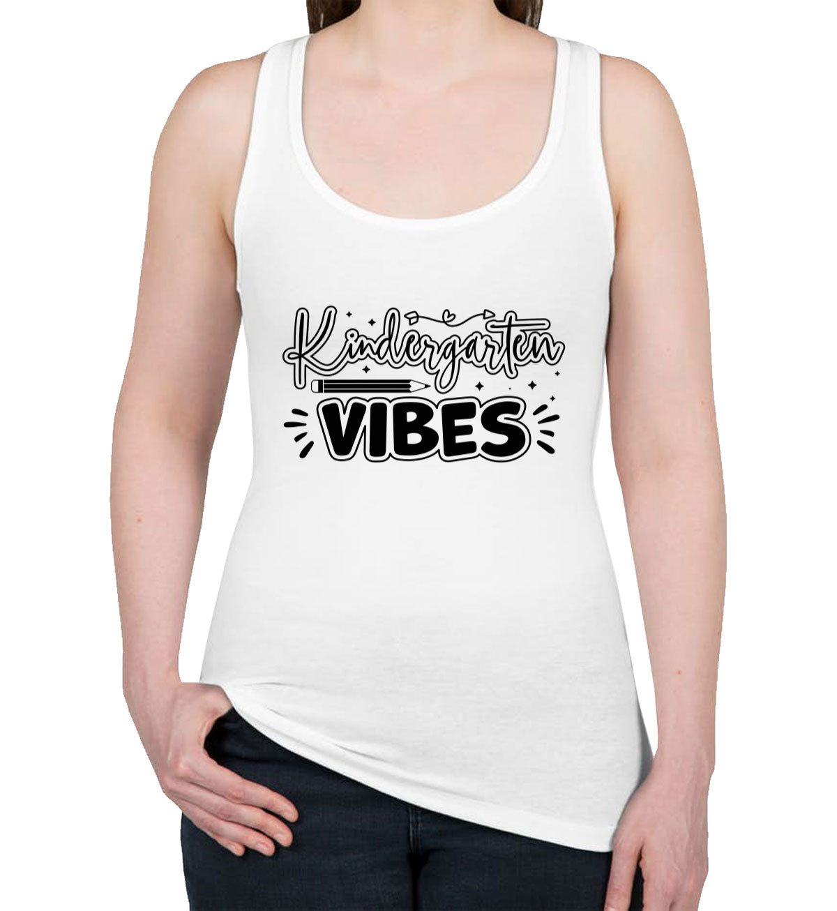 Kindergarten Vibes Teacher Women's Racerback Tank Top